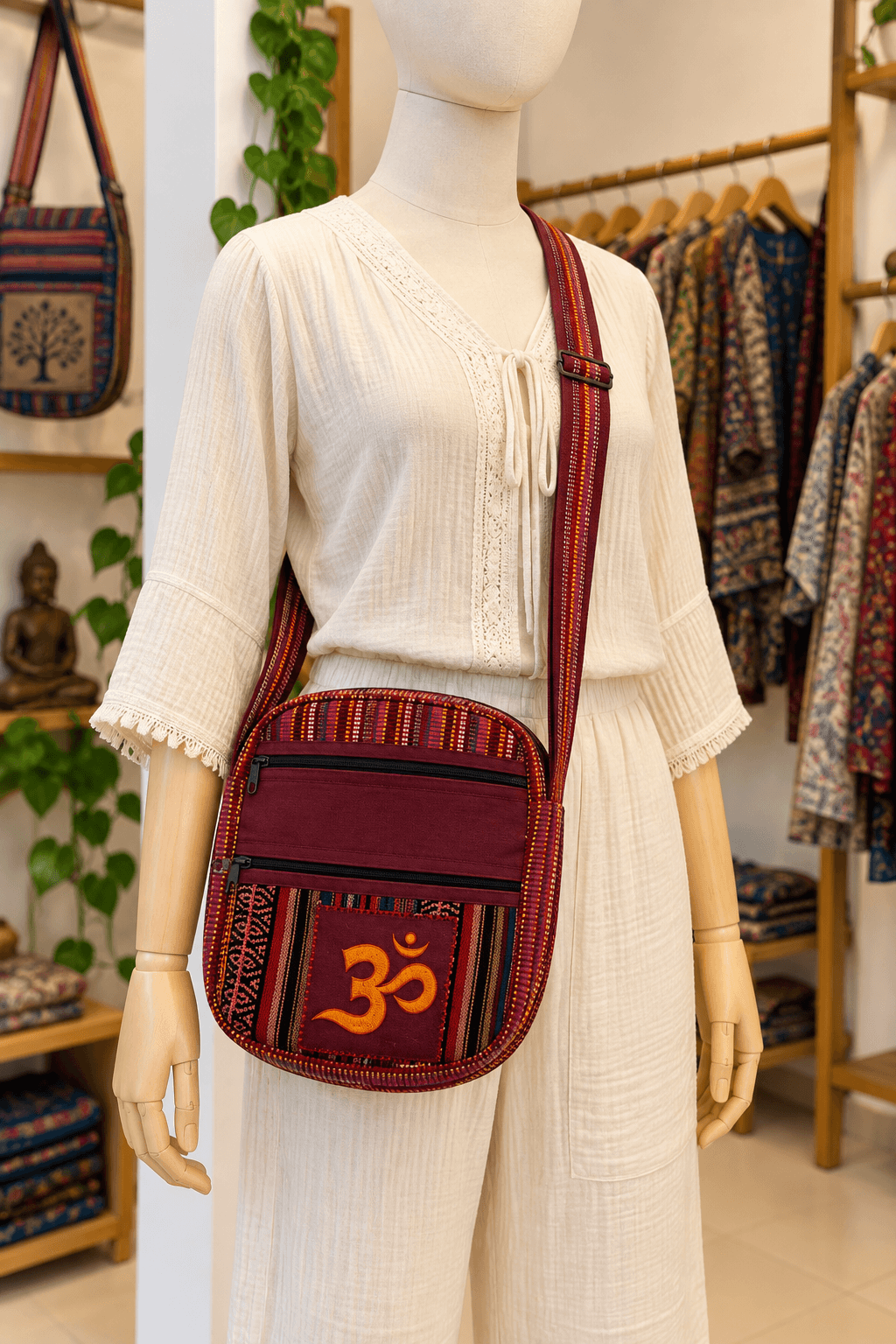 Handmade Ethnic Crossbody Shoulder Bag - Handmade Felt Product from Nepal