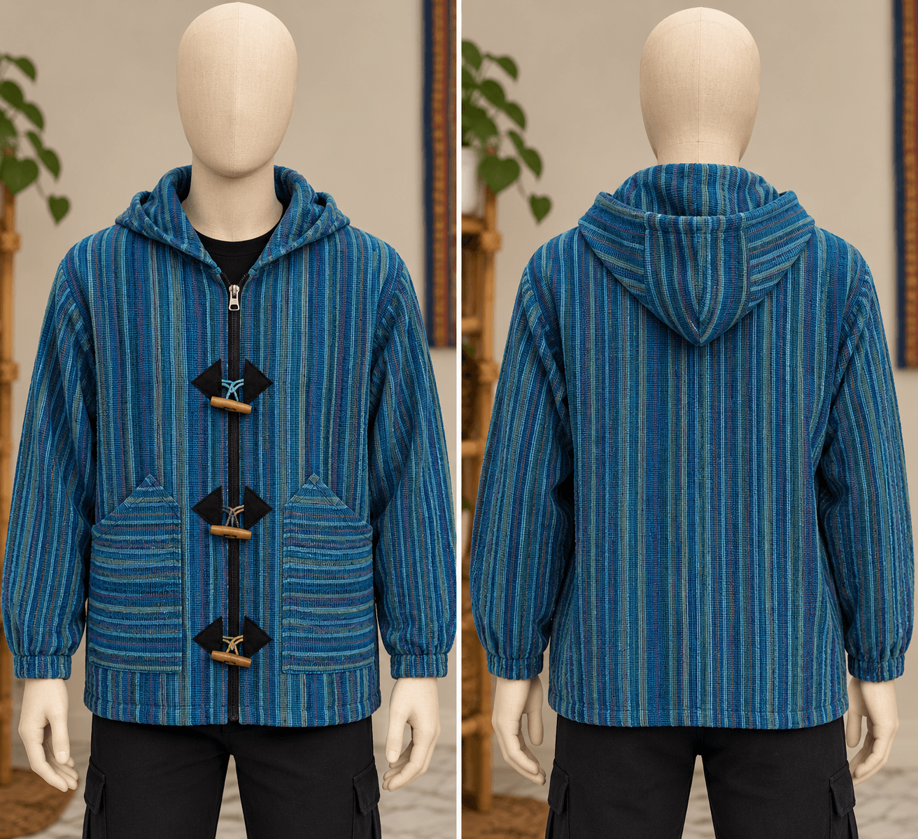 woven hooded boho jacket - Handmade Felt Product from Nepal