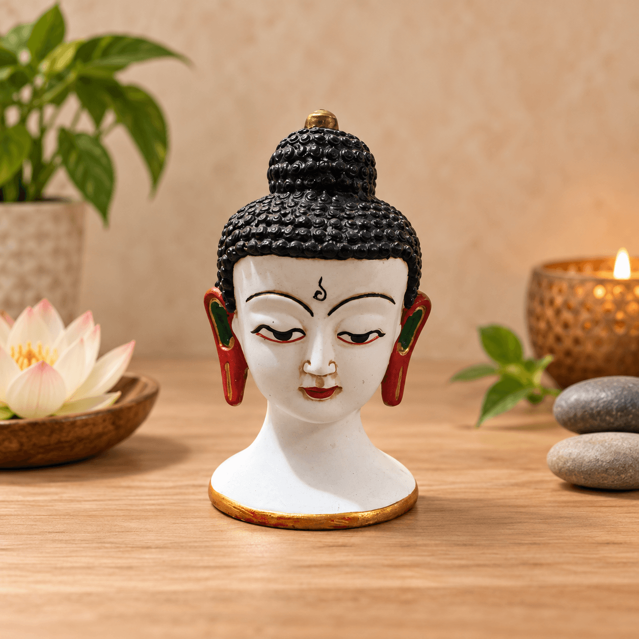 Buddha Head Statue - Handmade Felt Product from Nepal