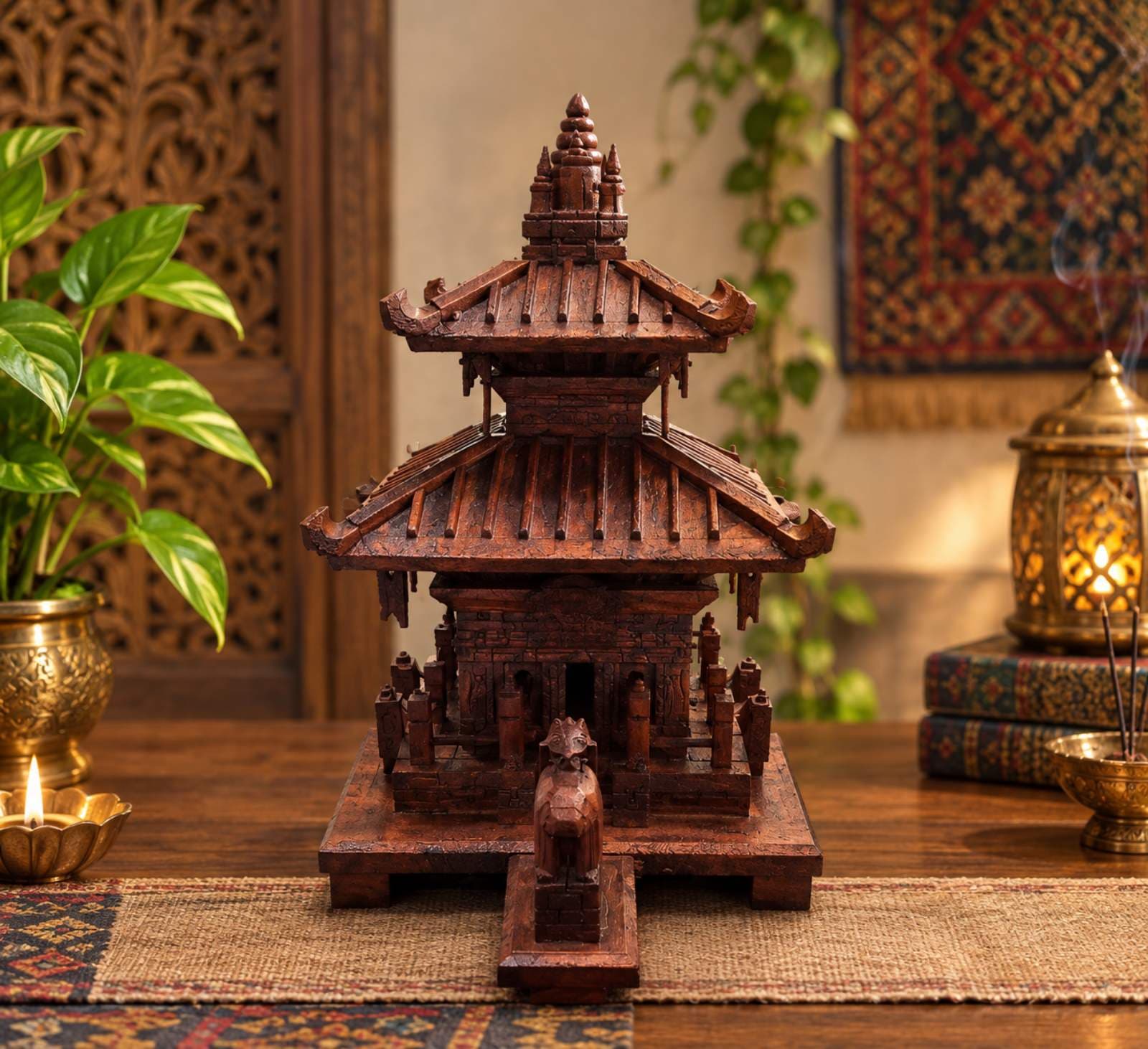 Heritage Pagoda Shrine - Handmade Felt Product from Nepal