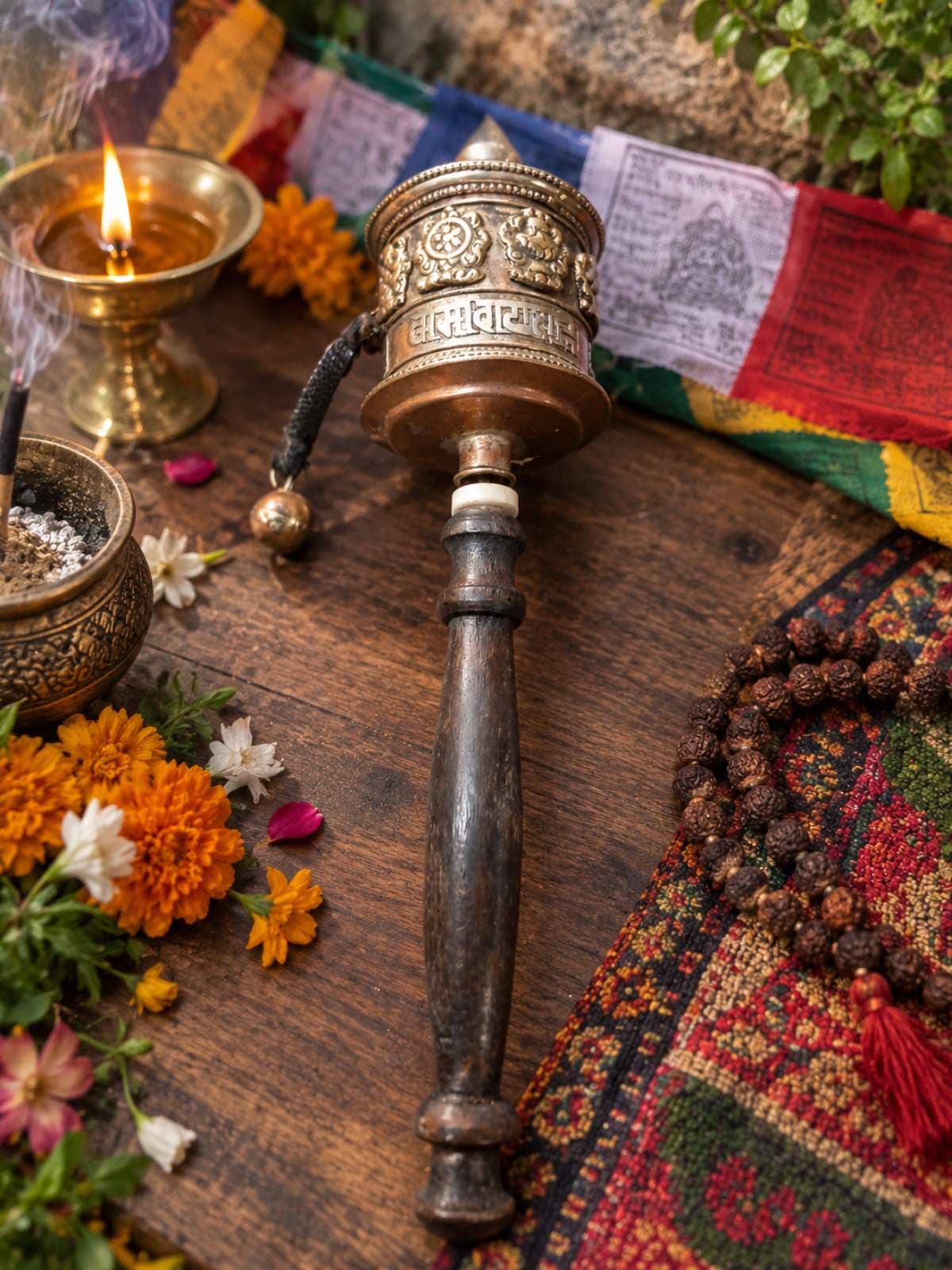 Dharma Whisper Prayer Wheel - Handmade Felt Product from Nepal
